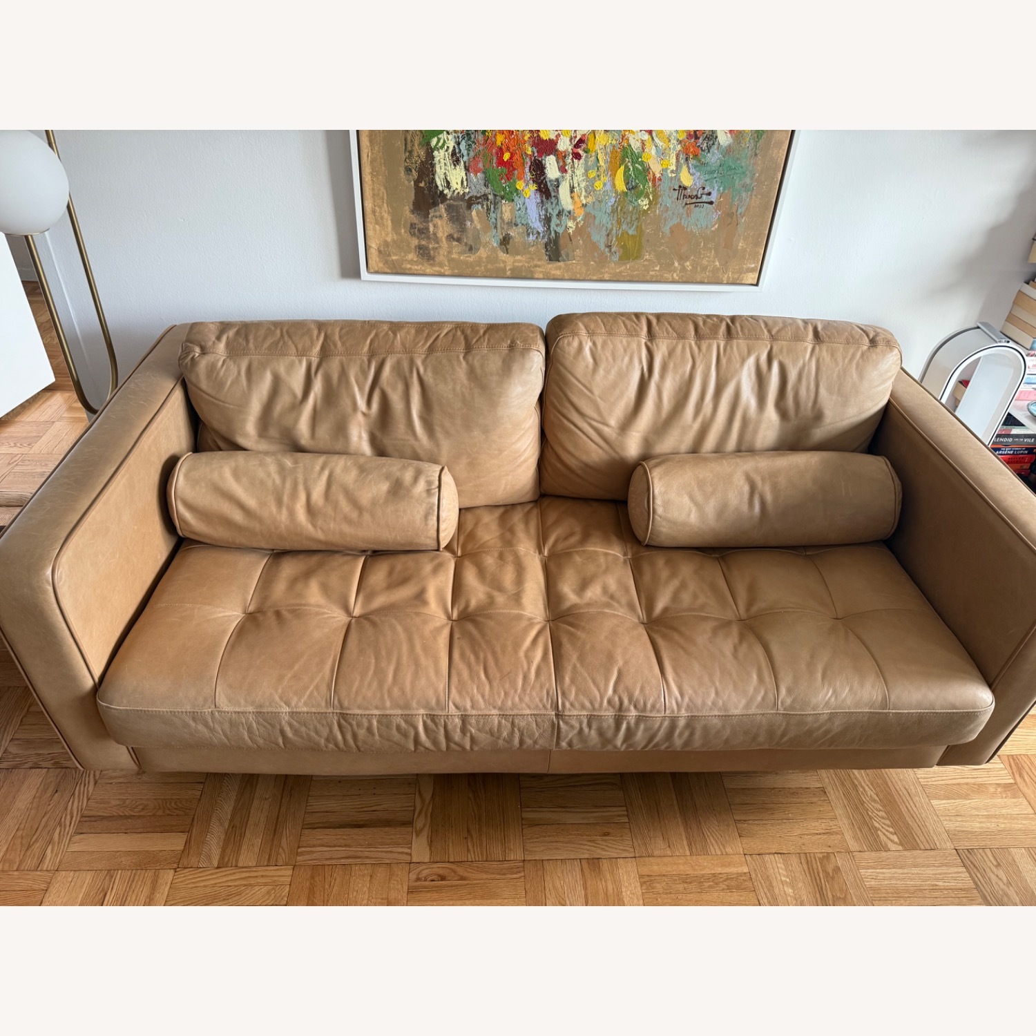 Sven 72" Tufted Leather Loveseat - Charme Tan - image-1