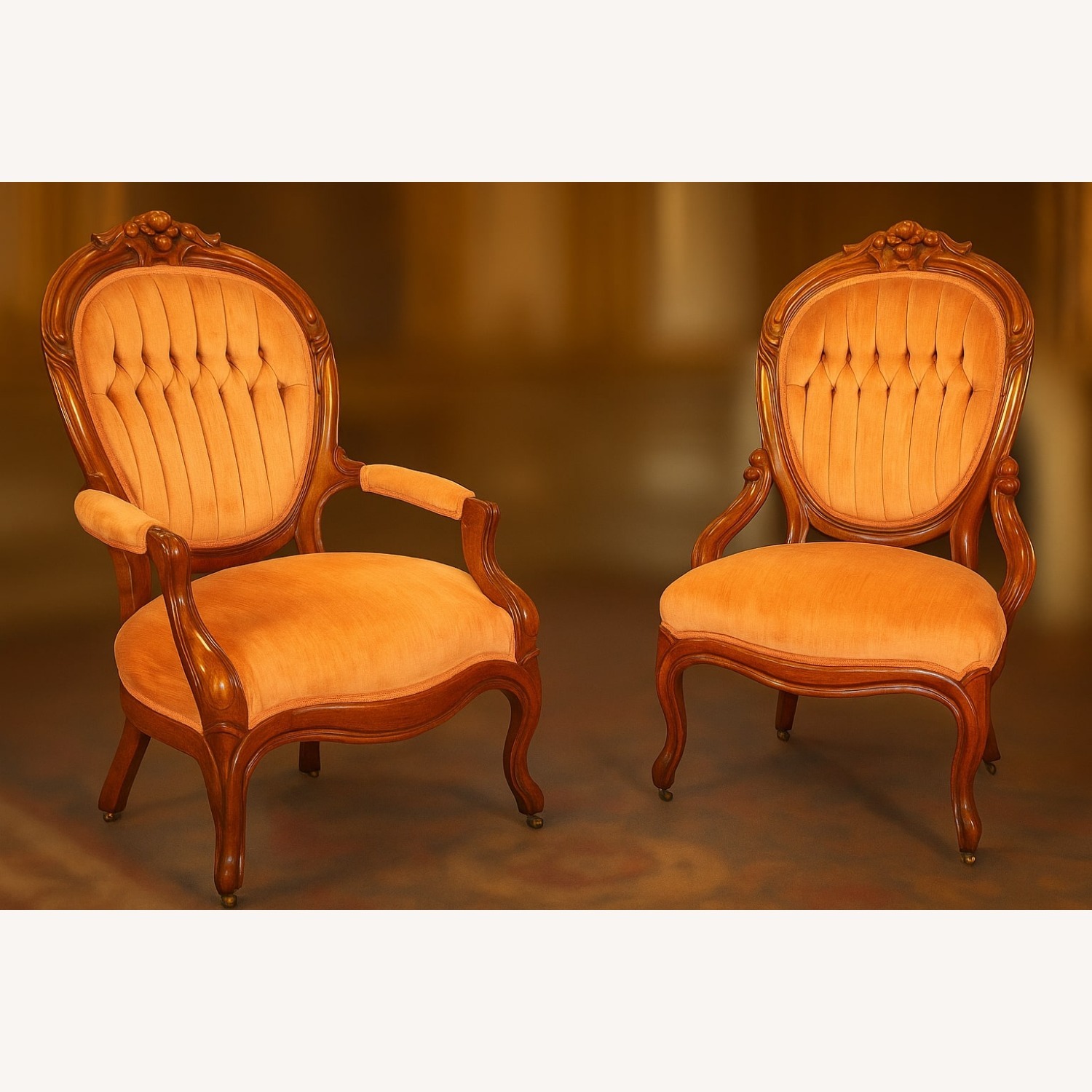 French Rococo "Gentleman and Lady's" Chairs - image-1