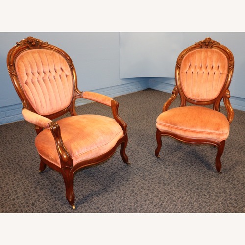 Used French Rococo "Gentleman and Lady's" Chairs for sale on AptDeco