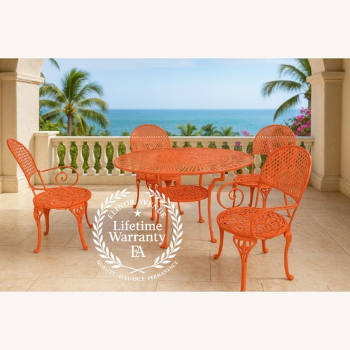 Used 1950s Flamingo-Themed Wrought Iron Patio Set for sale on AptDeco