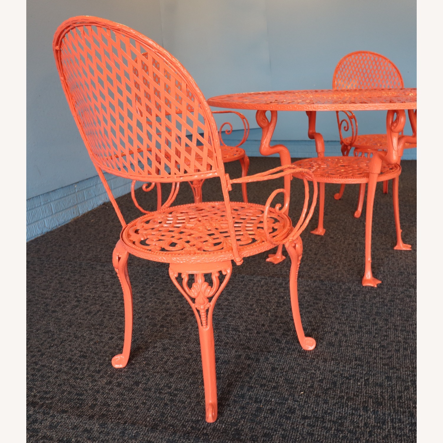 1950s Flamingo-Themed Wrought Iron Patio Set - image-3