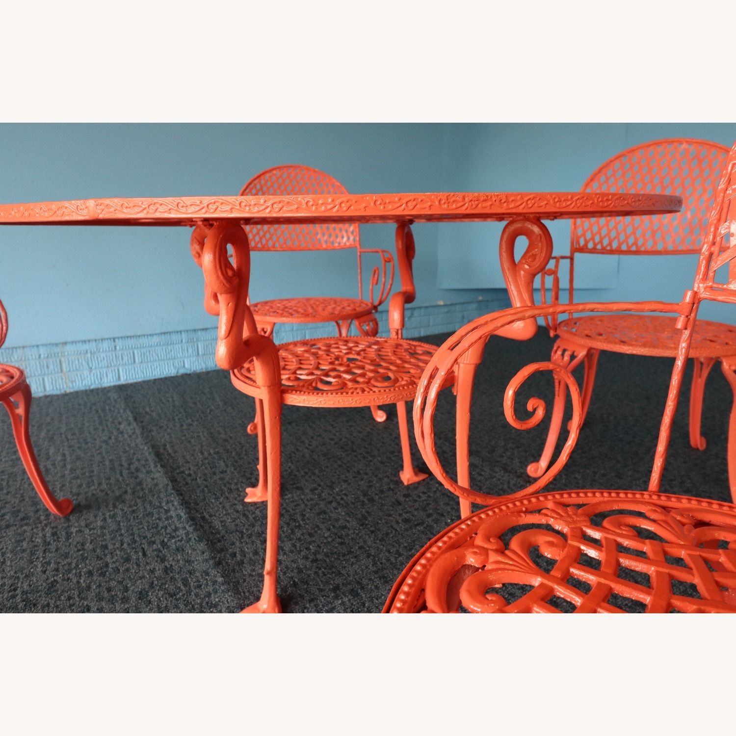 1950s Flamingo-Themed Wrought Iron Patio Set - image-6