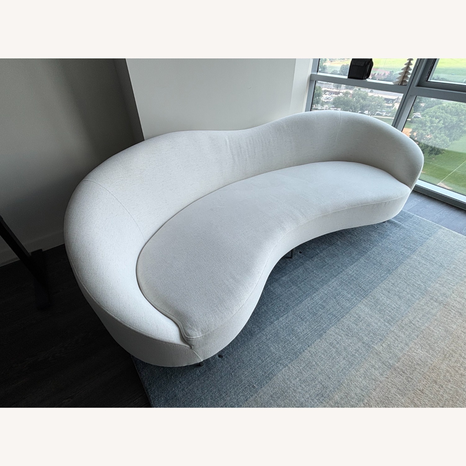 Curvo 75" White Performance Fabric Apartment Sofa by goop - image-1