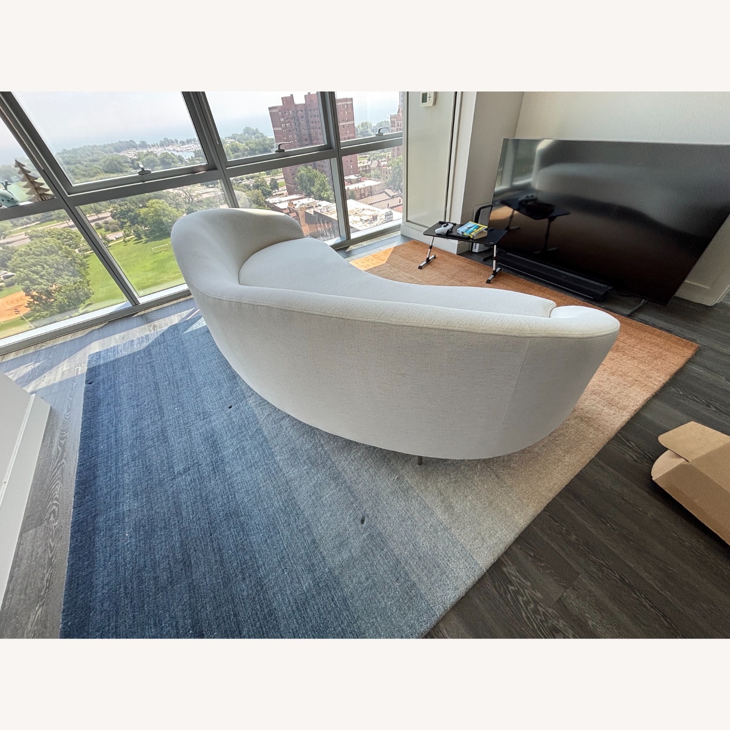 Curvo 75" White Performance Fabric Apartment Sofa by goop - image-4