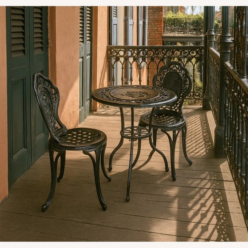 Used Ornate Cast Iron Robin's Nest Bistro Set for sale on AptDeco