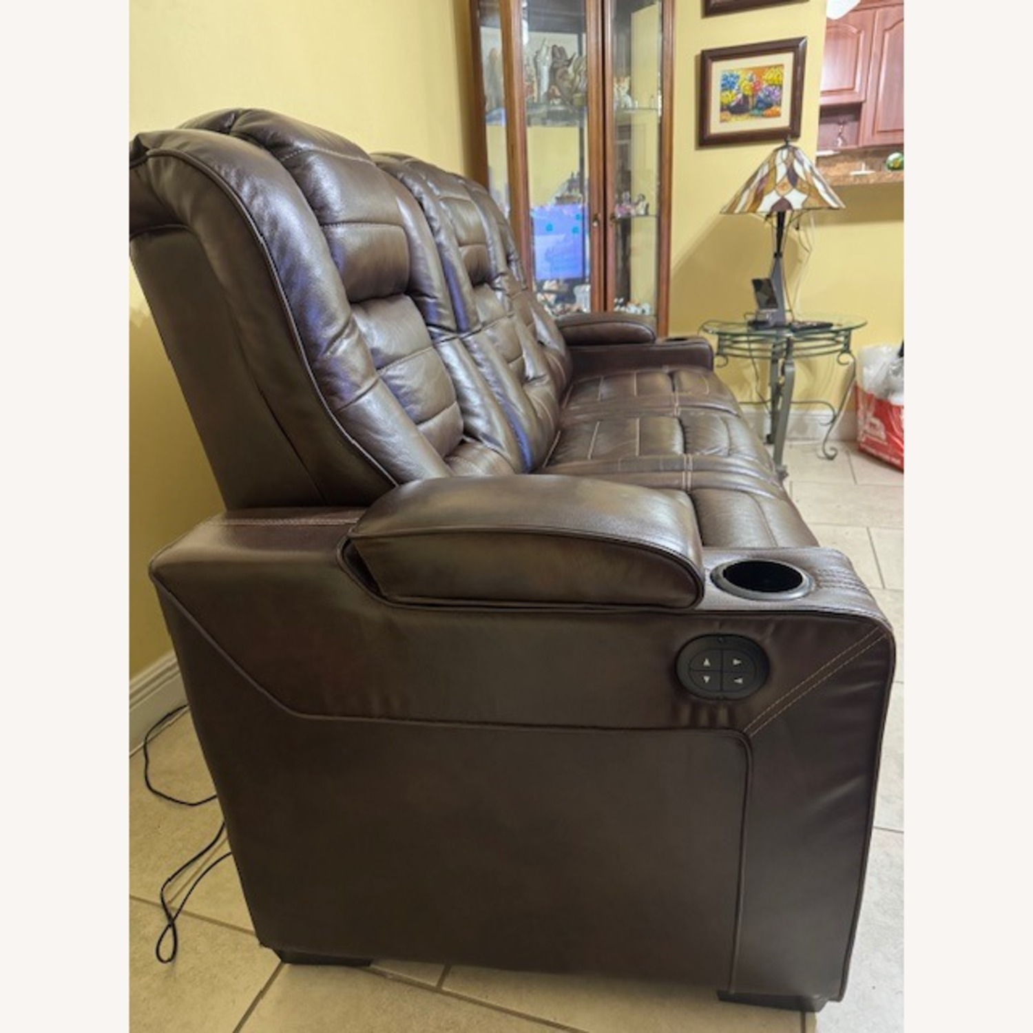 Renegade Brown Leather Dual Power Sofa - image-2
