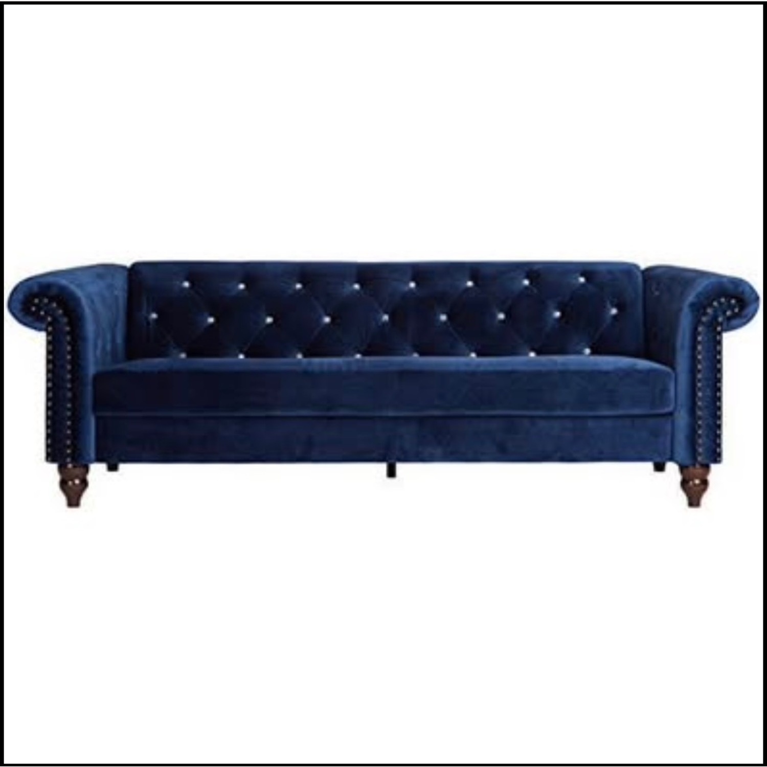 Malchin Casual Sofa W Faux Crystal Button Tufting - image-3