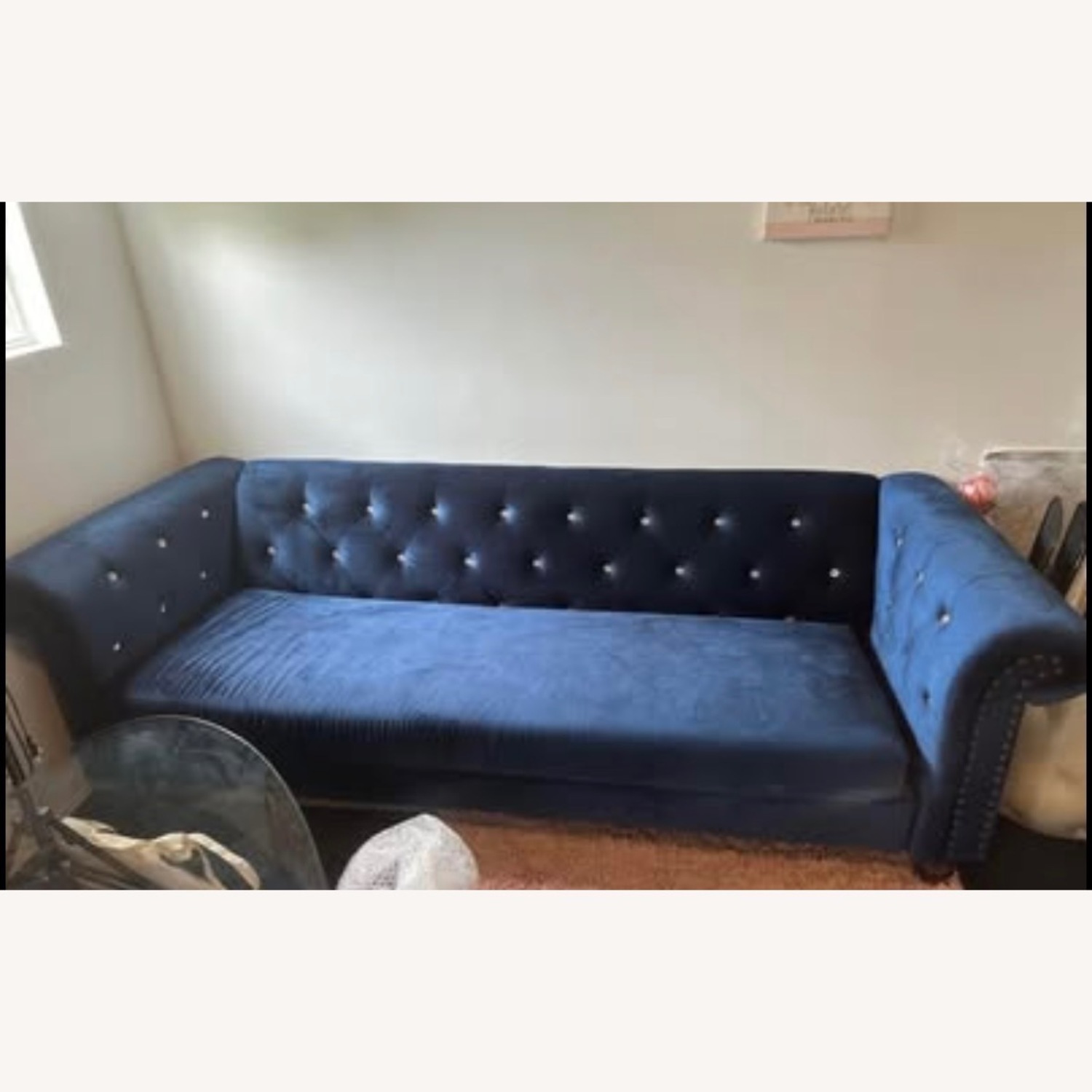 Malchin Casual Sofa W Faux Crystal Button Tufting - image-2