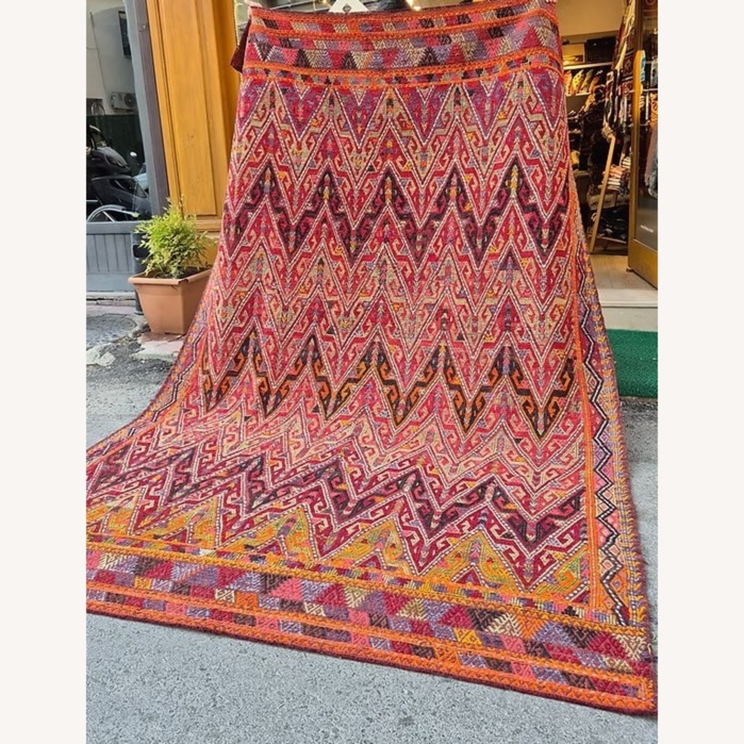 Midcentury Handwoven Rug In Pomegranate Skin - image-3