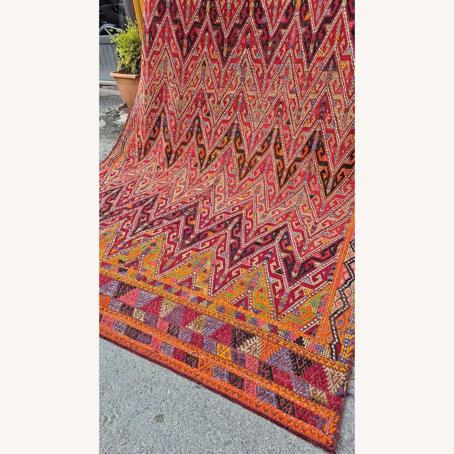 Midcentury Handwoven Rug In Pomegranate Skin - image-2