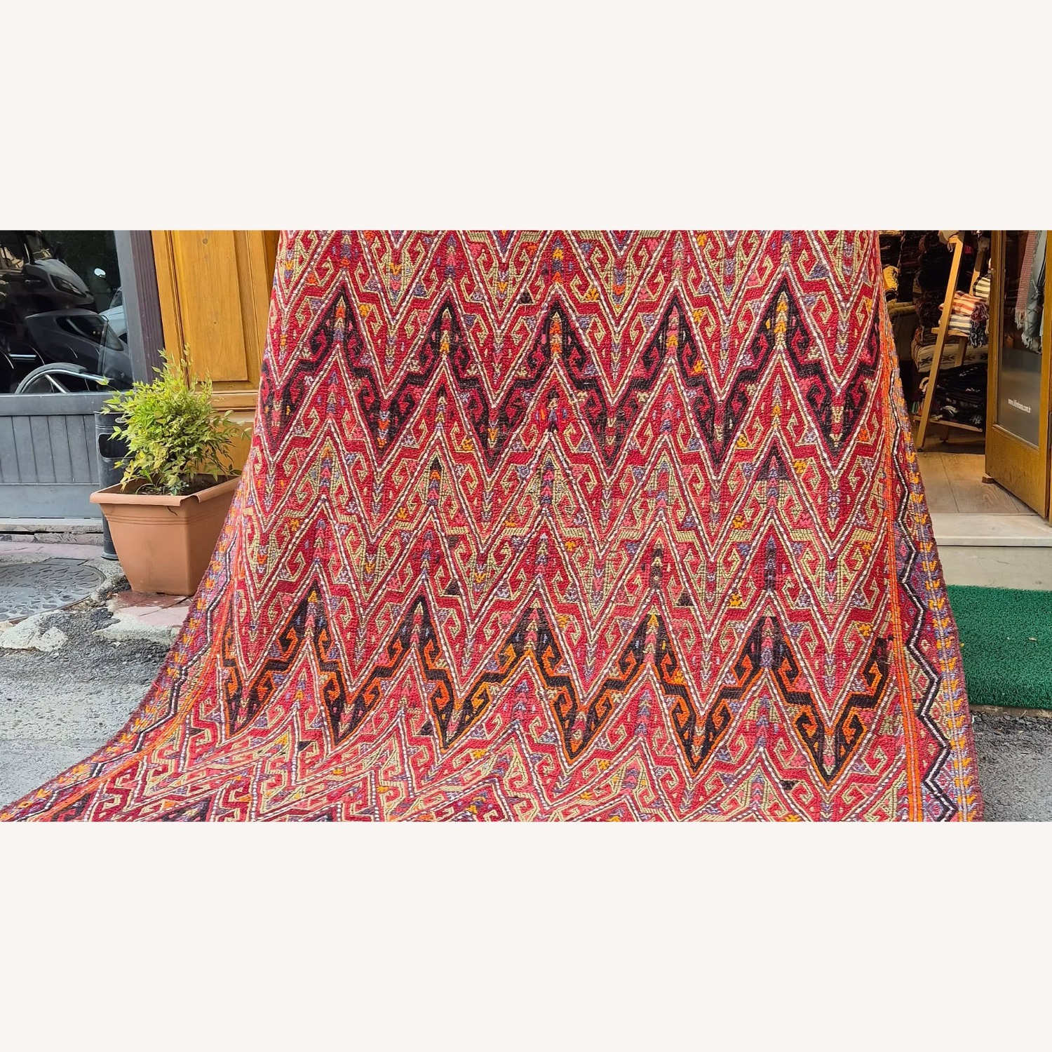 Midcentury Handwoven Rug In Pomegranate Skin - image-1
