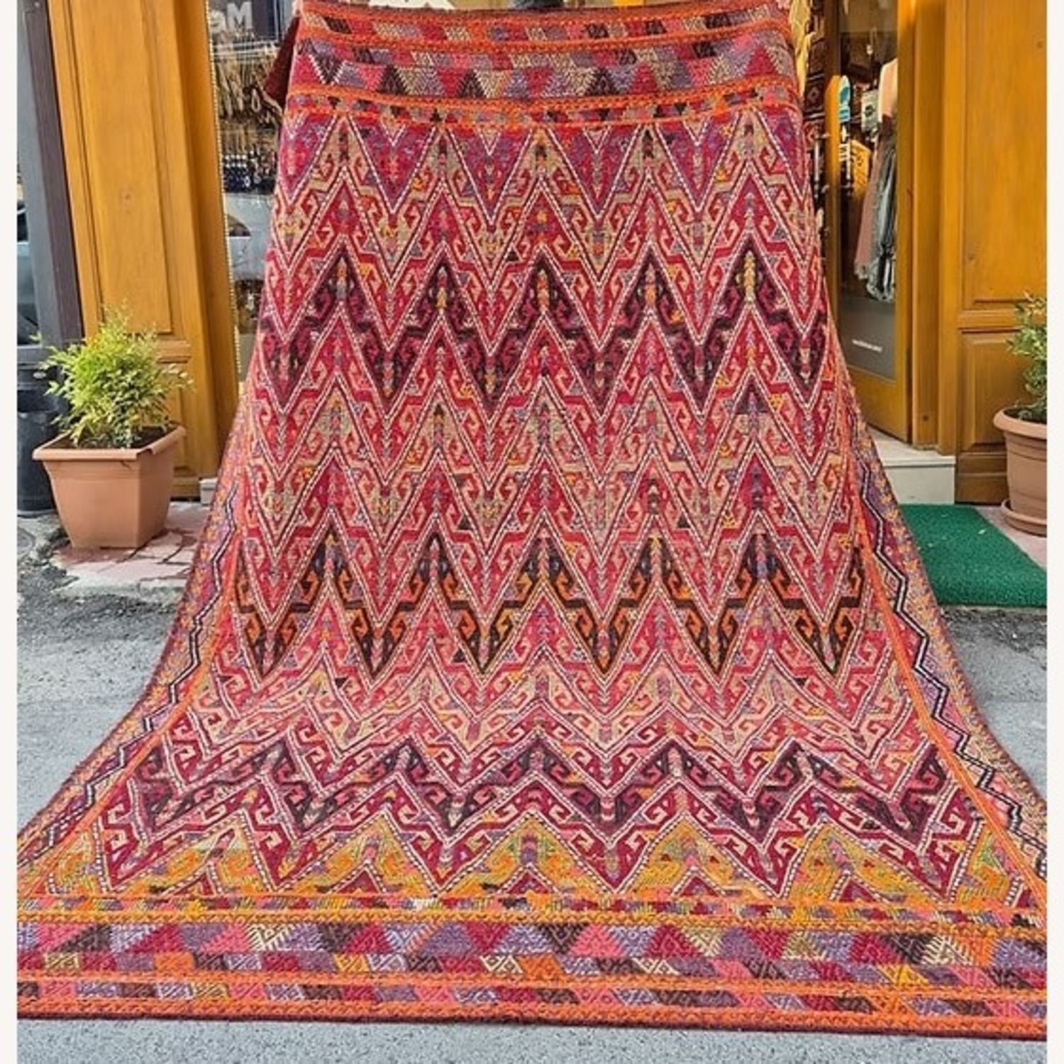 Midcentury Handwoven Rug In Pomegranate Skin - image-4