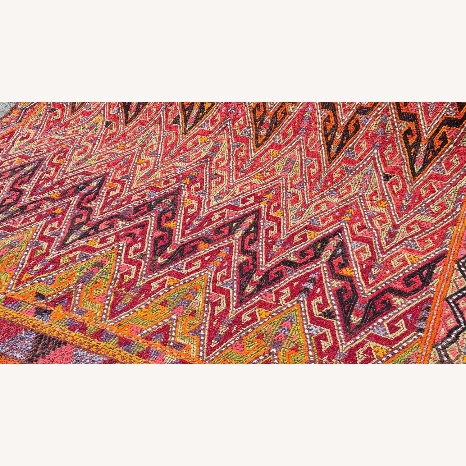 Midcentury Handwoven Rug In Pomegranate Skin - image-5