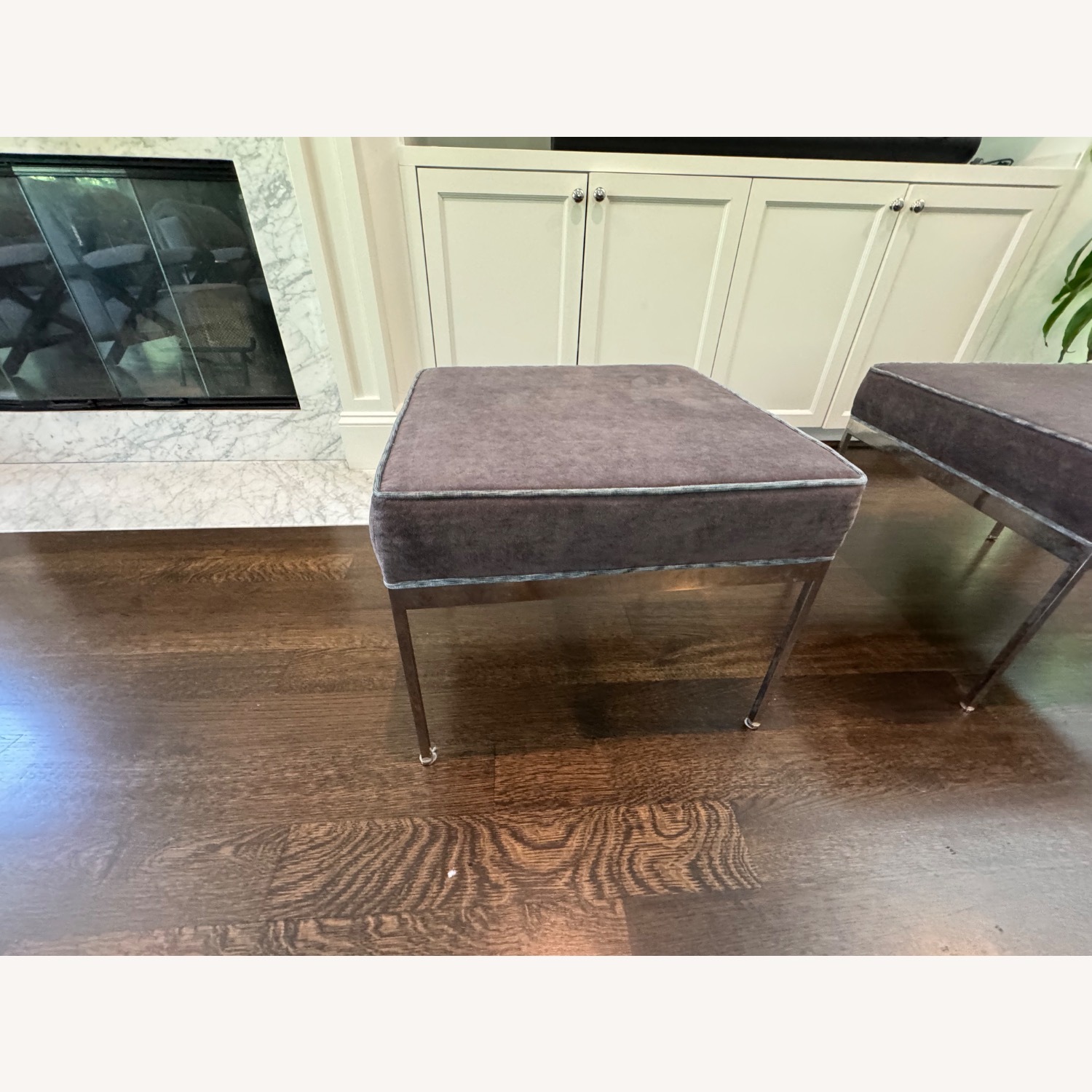 Two Purple Ottomans - image-2