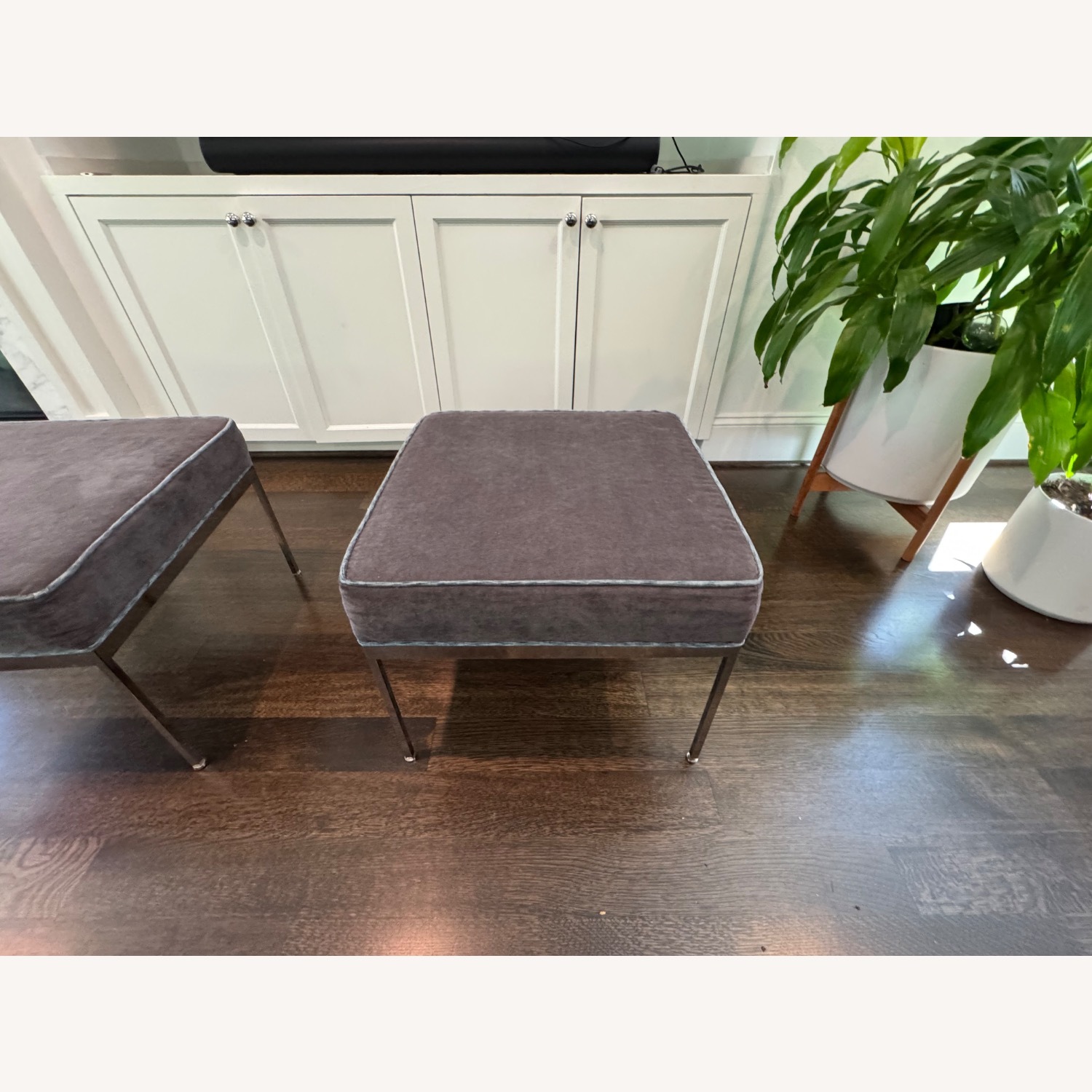 Two Purple Ottomans - image-3