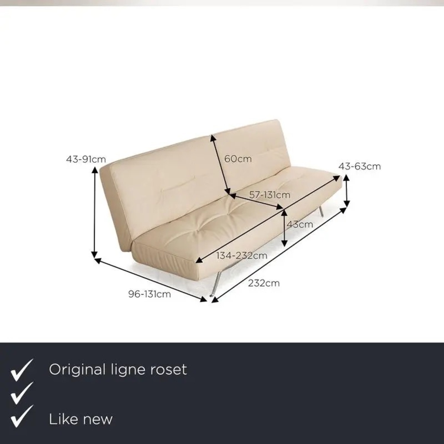 Ligne Roset Smala White Leather Sofa, Queen Bed - image-8