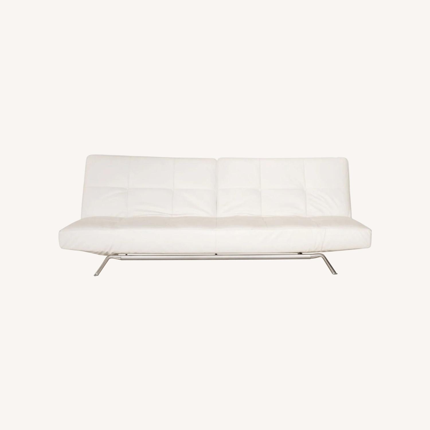 Ligne Roset Smala White Leather Sofa, Queen Bed - image-0