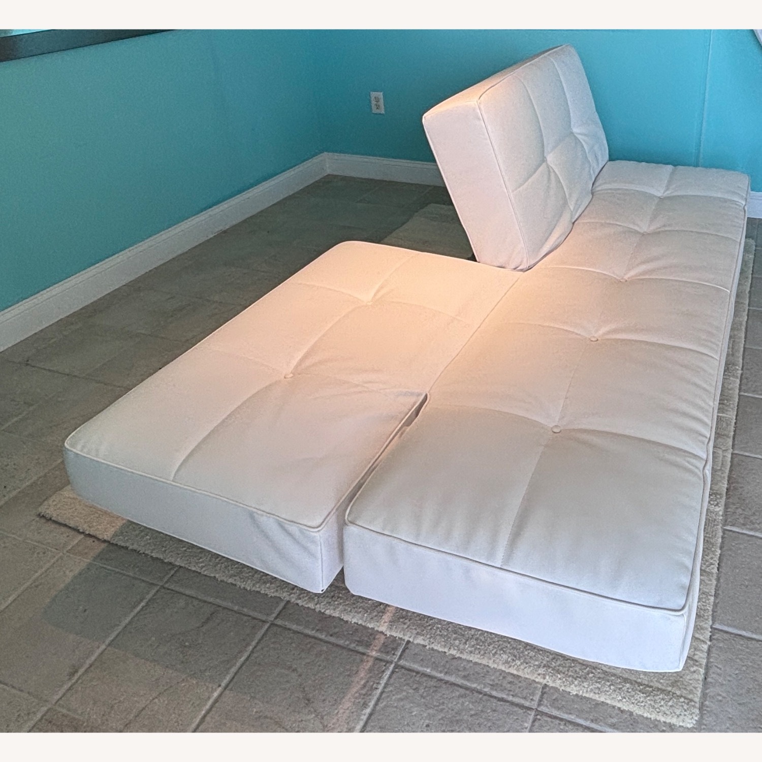 Ligne Roset Smala White Leather Sofa, Queen Bed - image-3