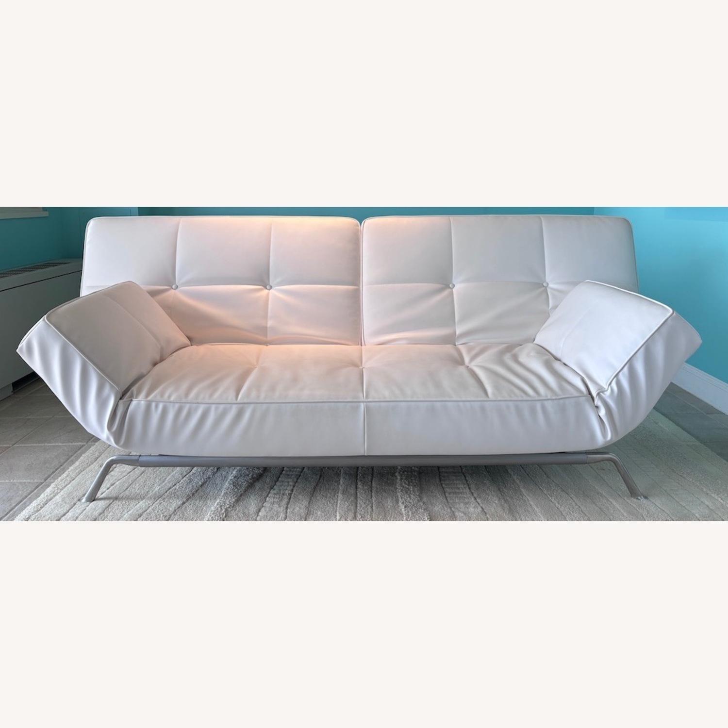Ligne Roset Smala White Leather Sofa, Queen Bed - image-1