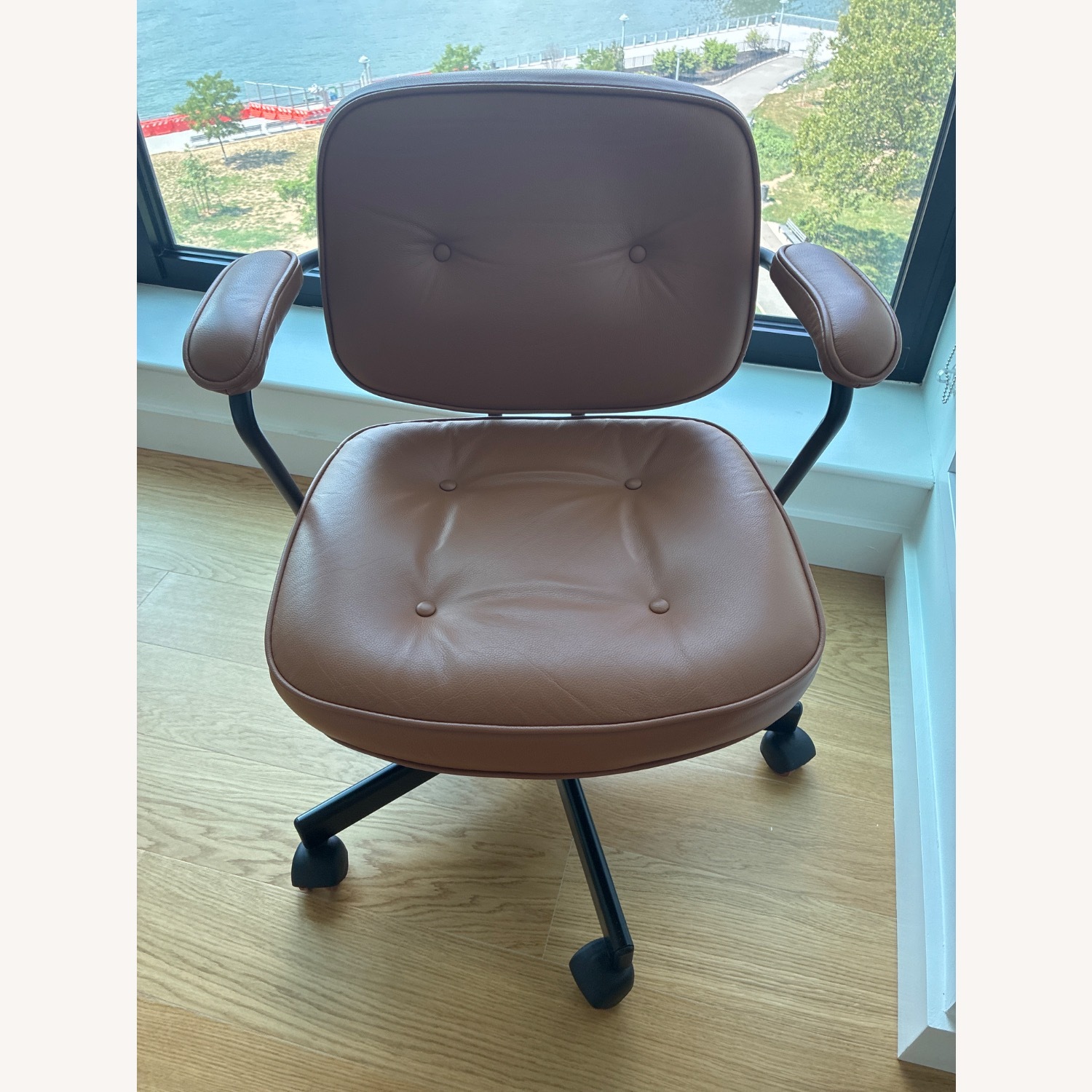 IKEA ALEFJÄLL Brown Leather Office Chair - image-1