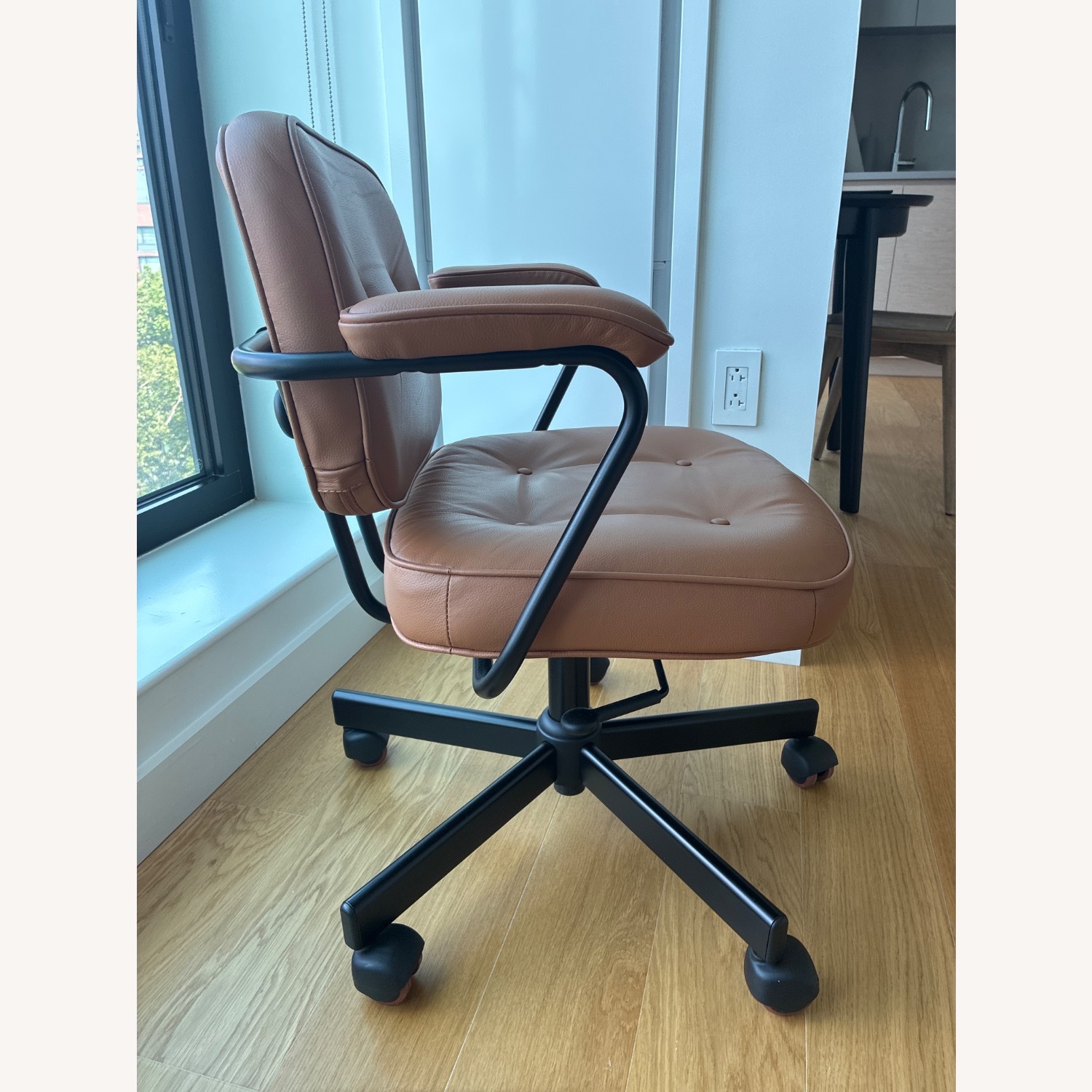 IKEA ALEFJÄLL Brown Leather Office Chair - AptDeco