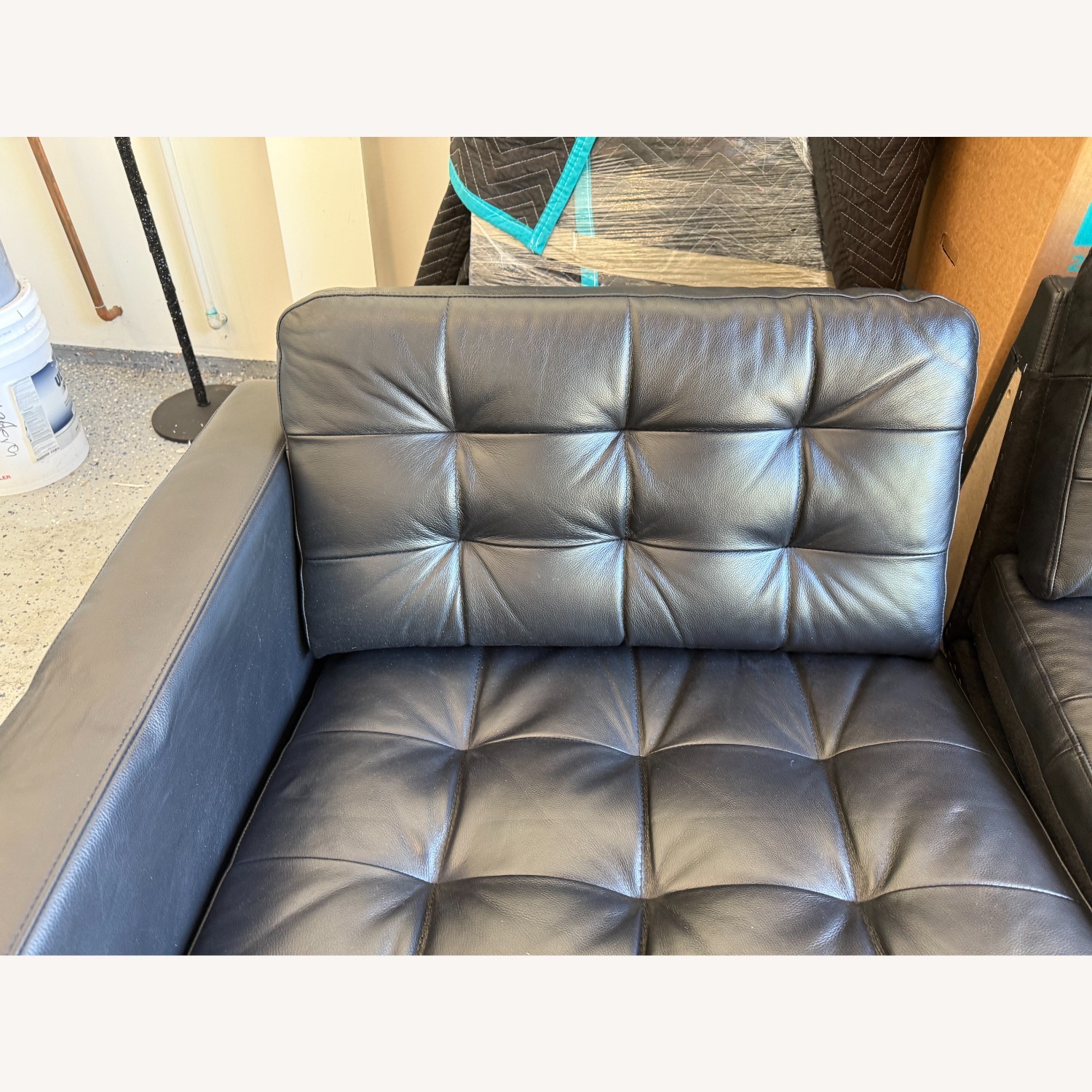 IKEA Black Leather Couch - image-4