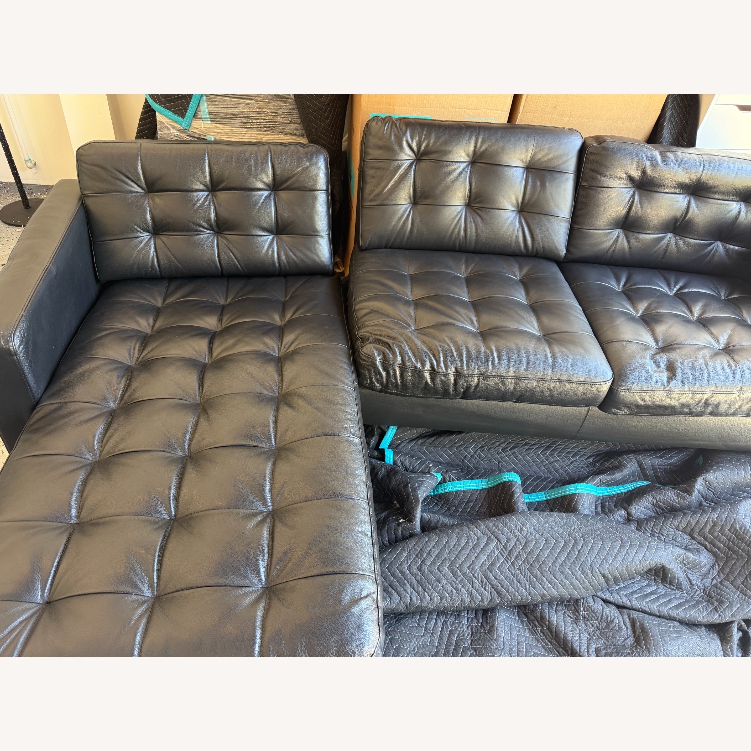 IKEA Black Leather Couch - image-2