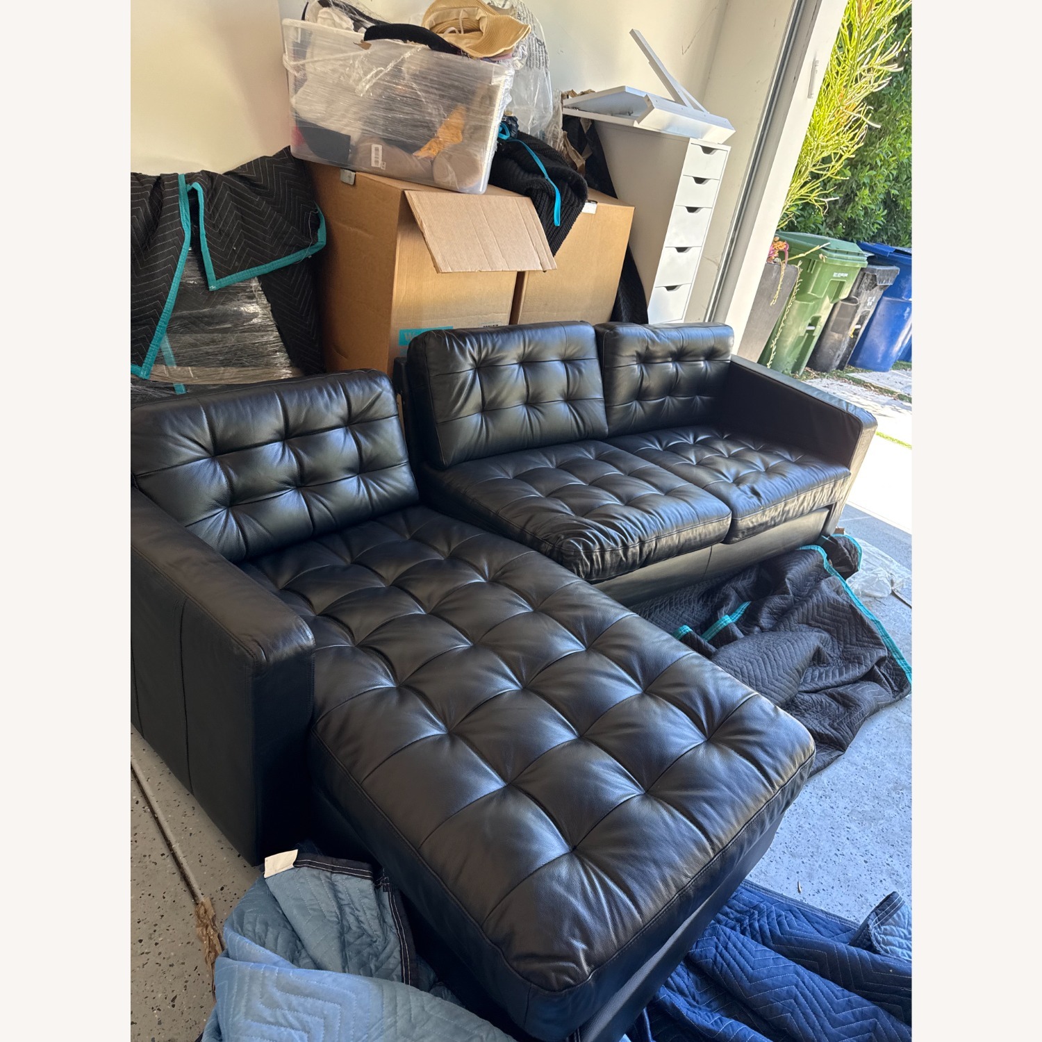 IKEA Black Leather Couch - image-3