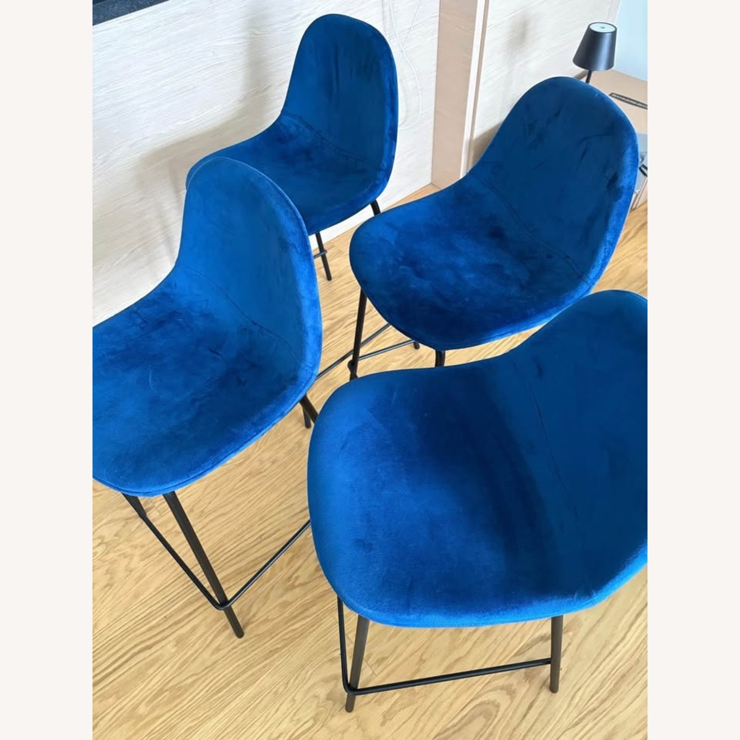  Velvet Blue - 4x Counter Stools - image-2