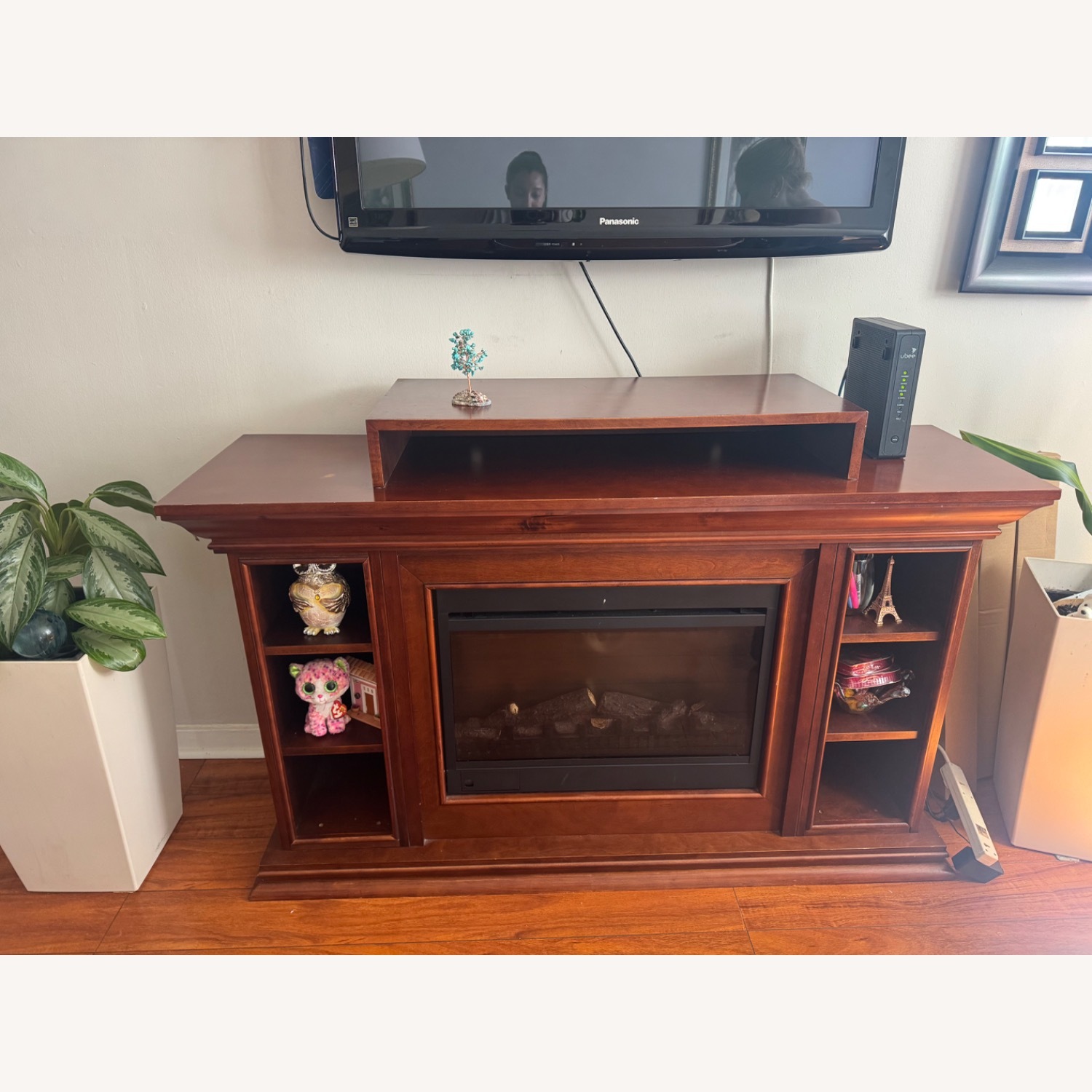 Electric Fireplace Cherry Wood Finish  - image-1