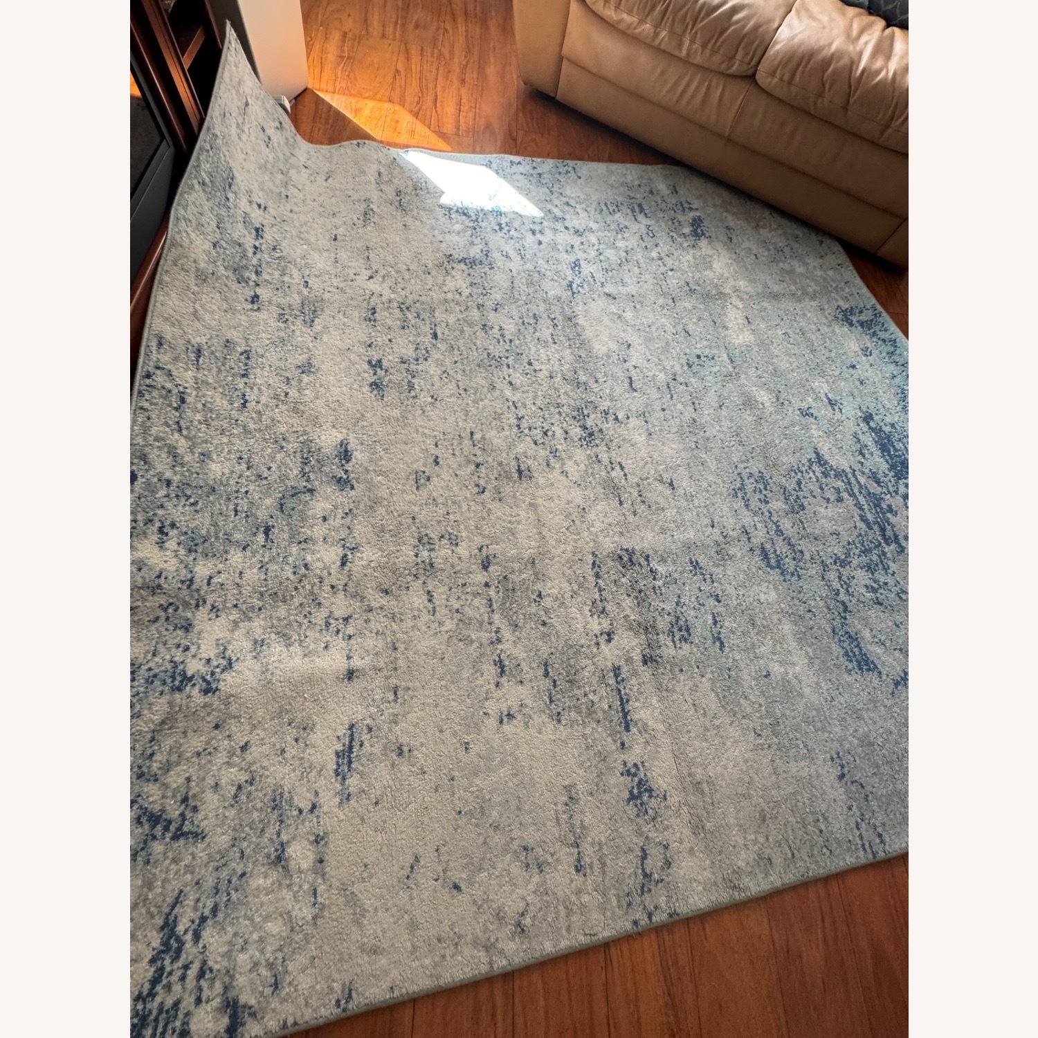 Modern Blue & Gray Textured Rug - image-1