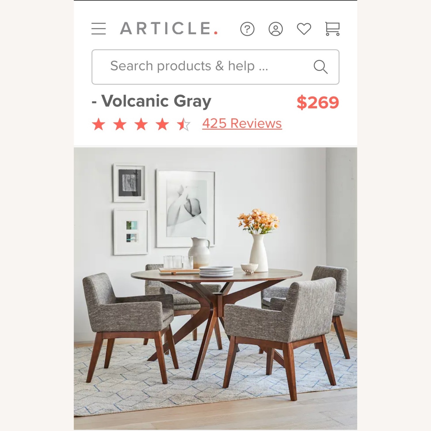Article Mid Century Modern Dining Armchair Set - image-2