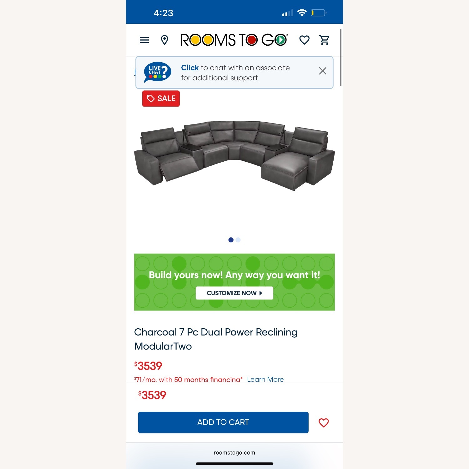 Charcoal 7 Pc Dual Power Reclining Modular - image-9