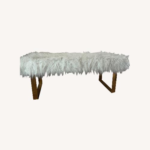Used Modern Glam Shaggy Bench With Gold Legs for sale on AptDeco