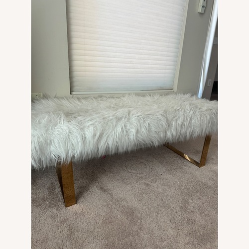 Used Modern Glam Shaggy Bench With Gold Legs for sale on AptDeco