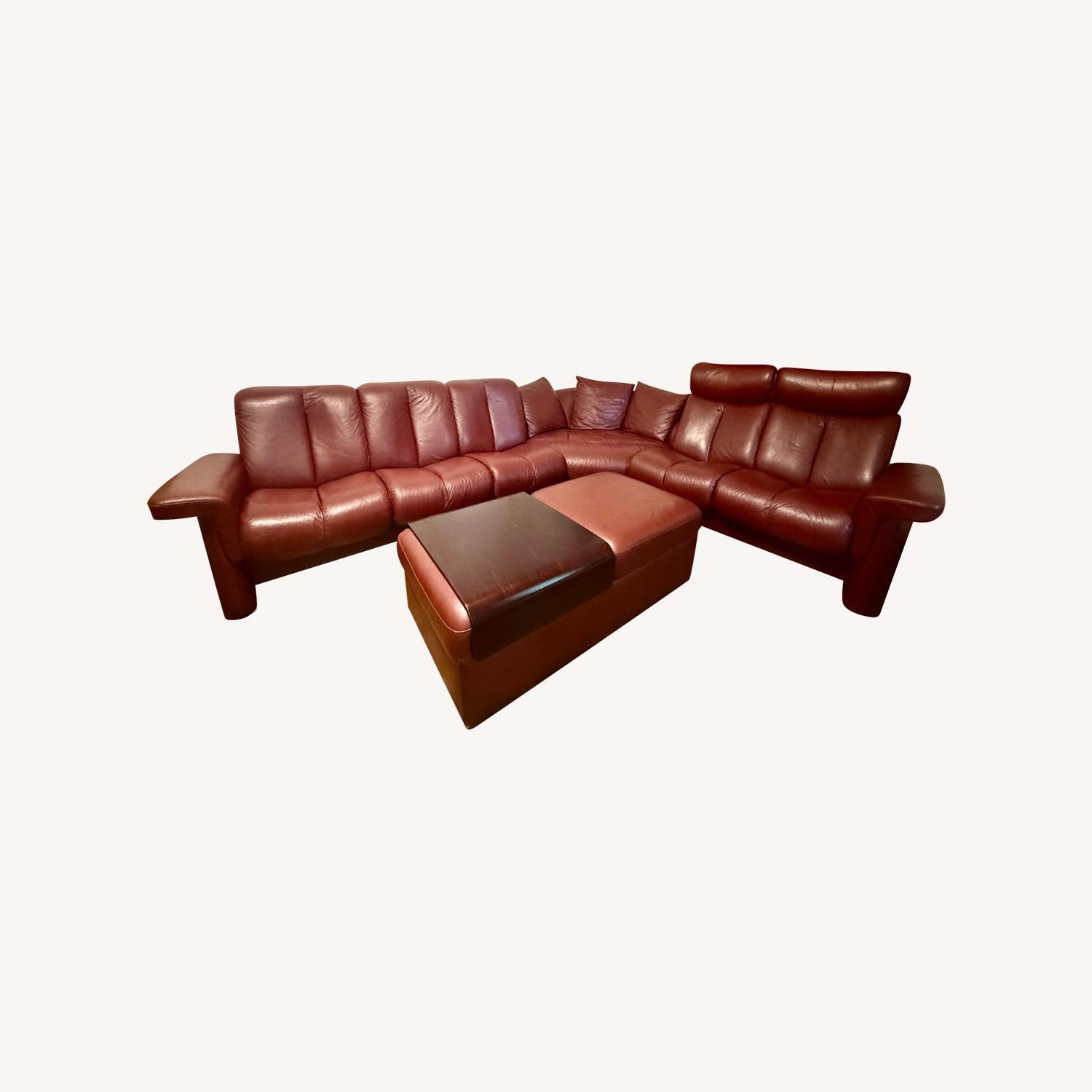 Maroon Reclining Sofa - image-0