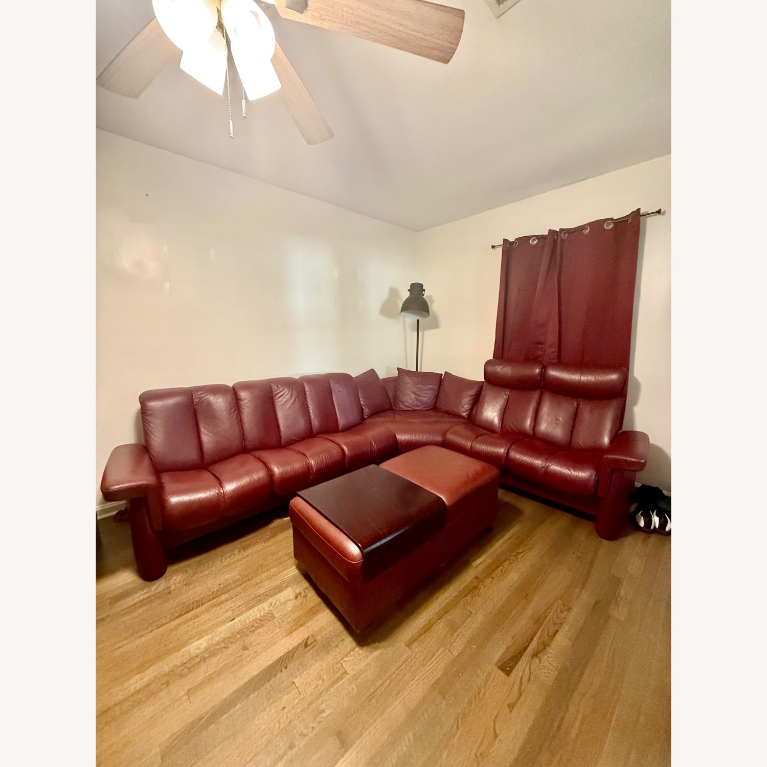 Maroon Reclining Sofa - image-2