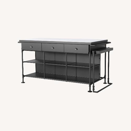 Used 60" Industrial Extendable Marble Kitchen Island for sale on AptDeco
