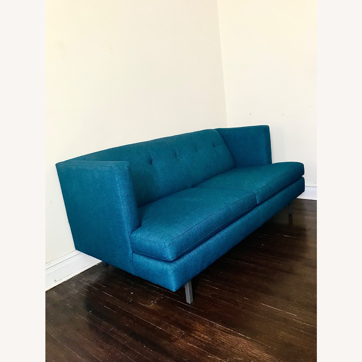 CB2 Blue Tufted 2-Seater Sofa - image-4