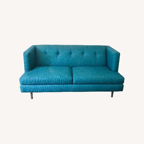 Used CB2 Blue Tufted 2-Seater Sofa for sale on AptDeco
