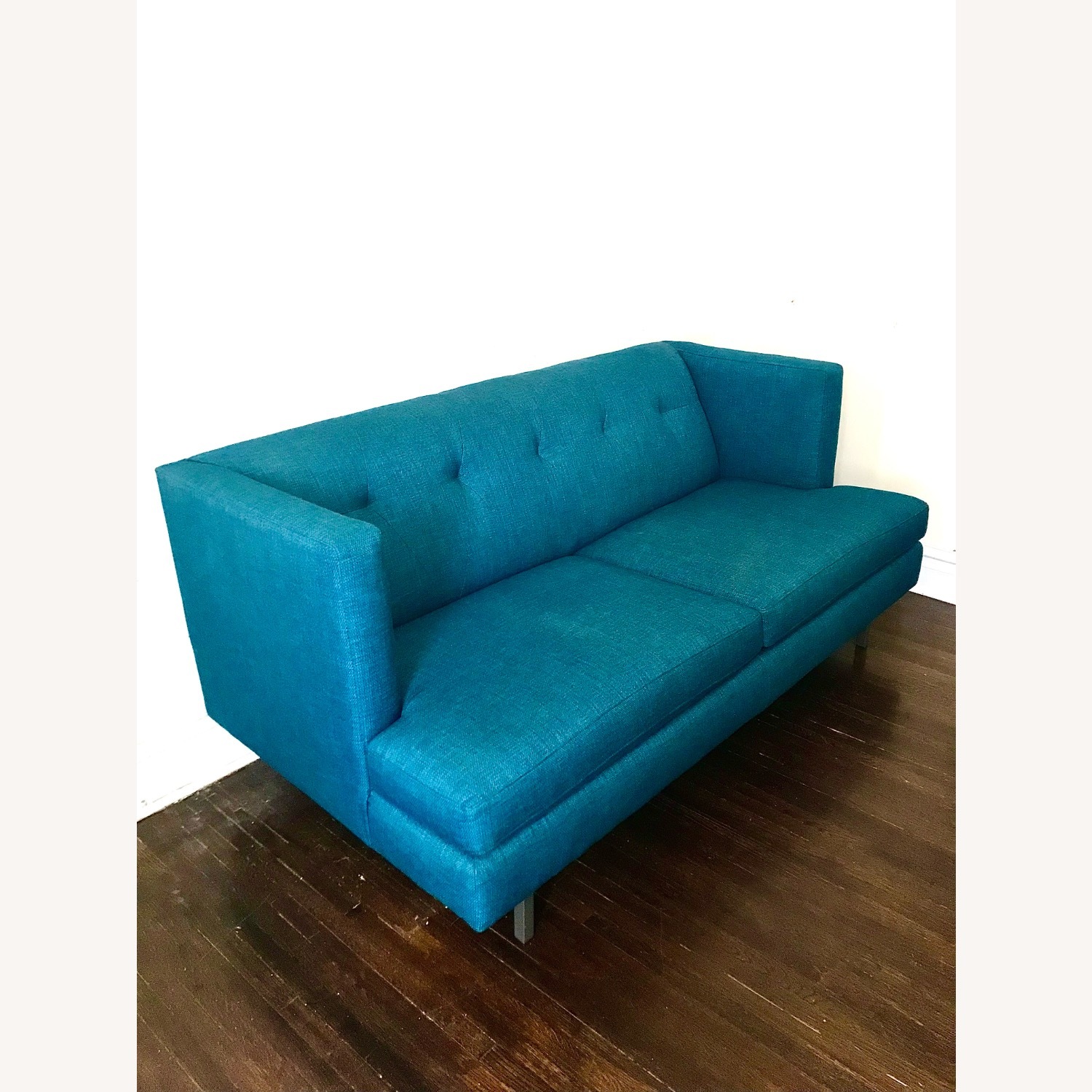 CB2 Blue Tufted 2-Seater Sofa - image-3