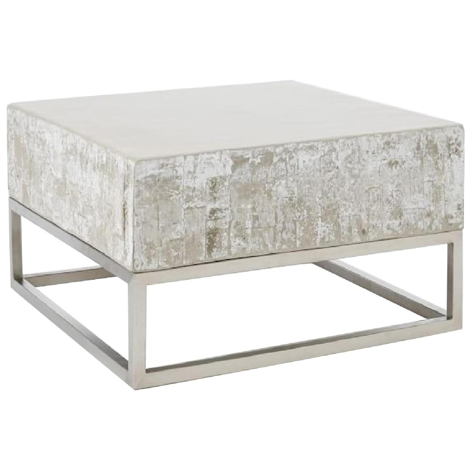 West Elm Chrome + Concrete Coffee Table - AptDeco