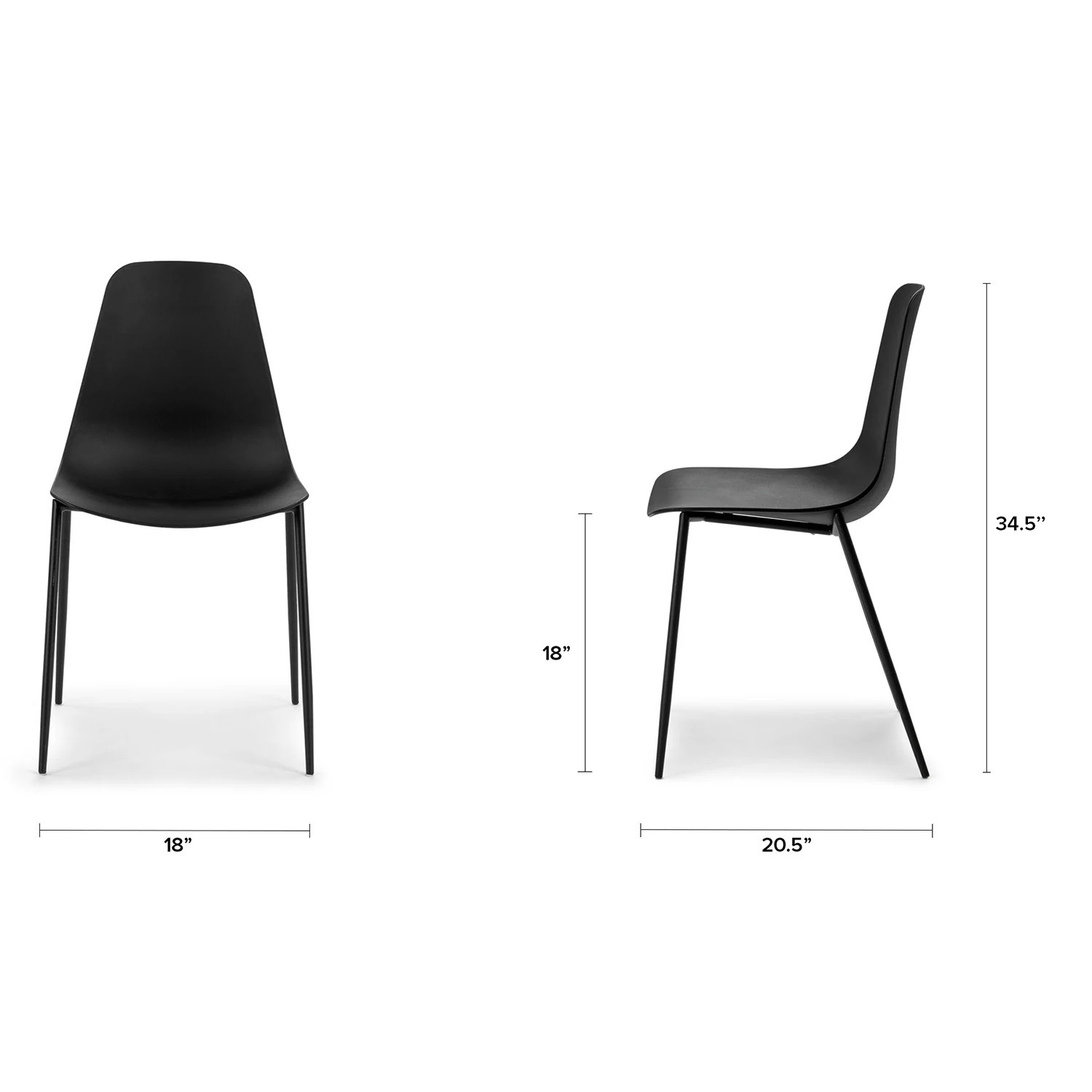 Svelti Dining Chair - Pure Black (Set of 2) - image-2