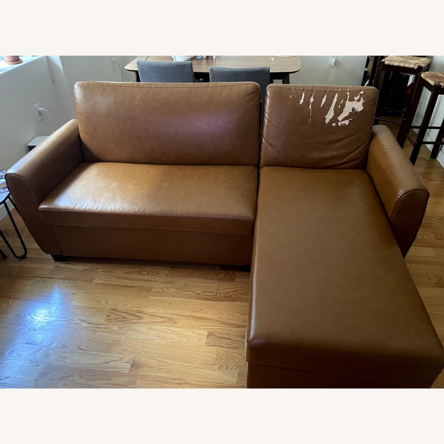 Wayfair Red Barrel Studio Camel Vegan Leather Sectional Sofa Bed w/ Storage - image-1