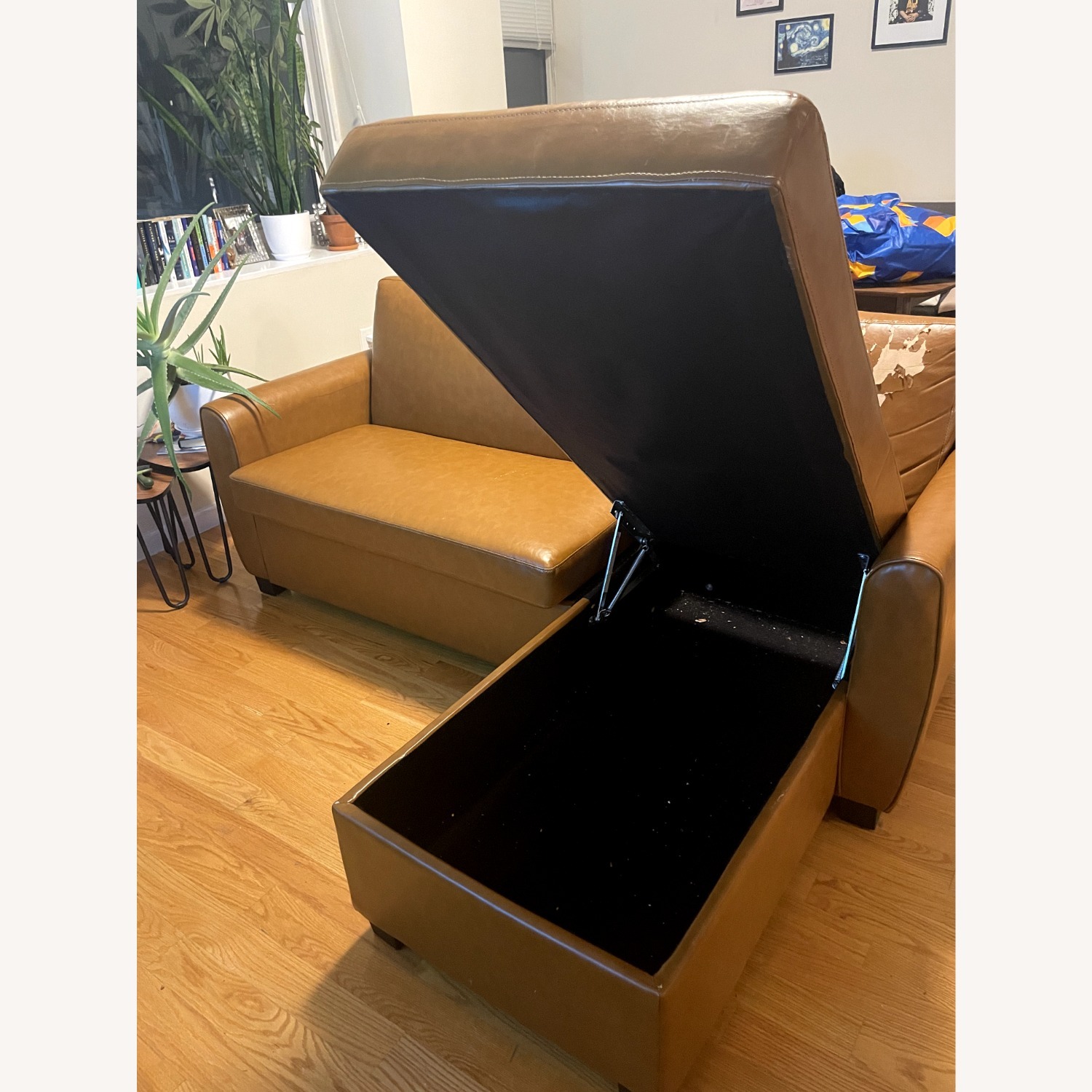 Wayfair Red Barrel Studio Camel Vegan Leather Sectional Sofa Bed w/ Storage - image-5