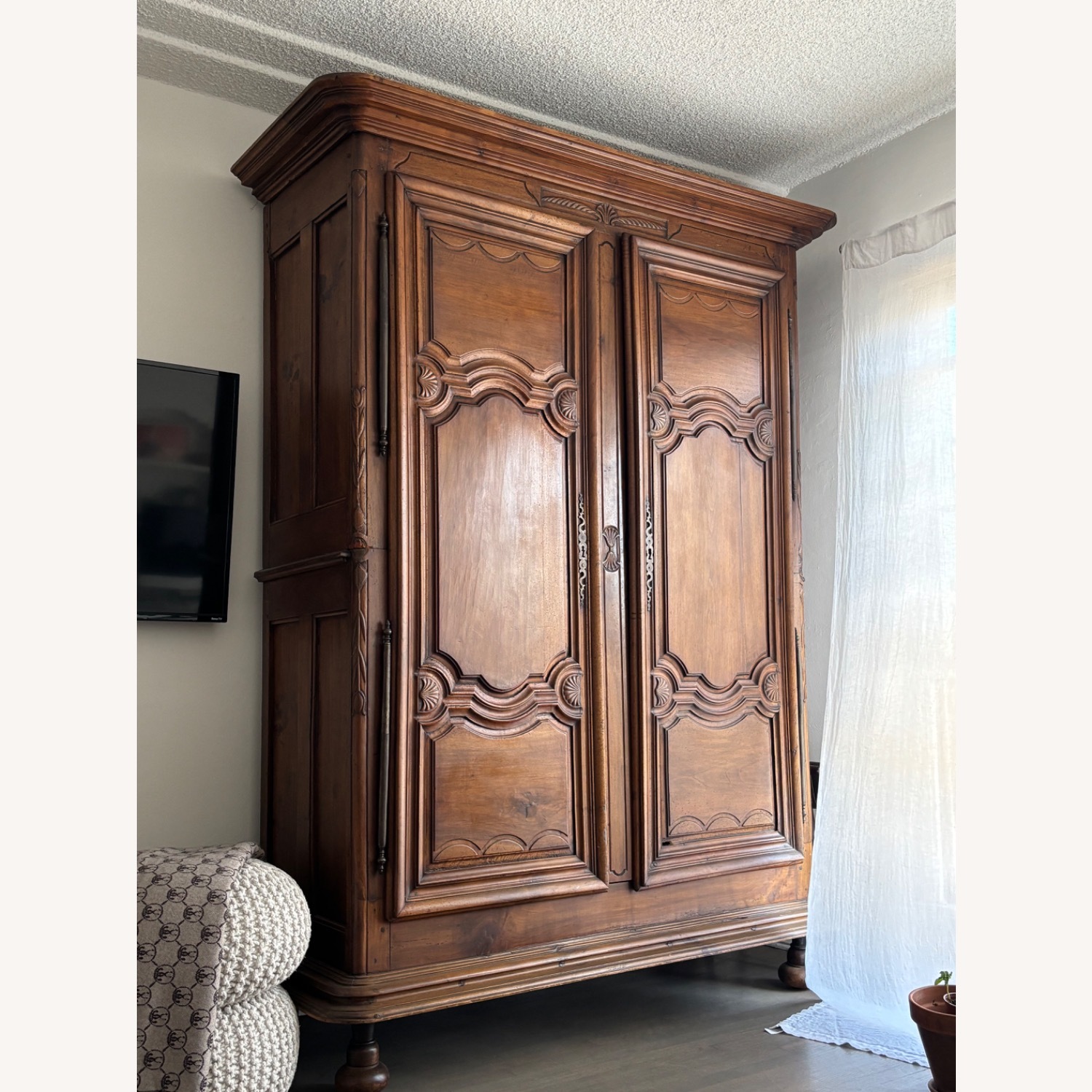 Antique French Wood Armoire - image-1