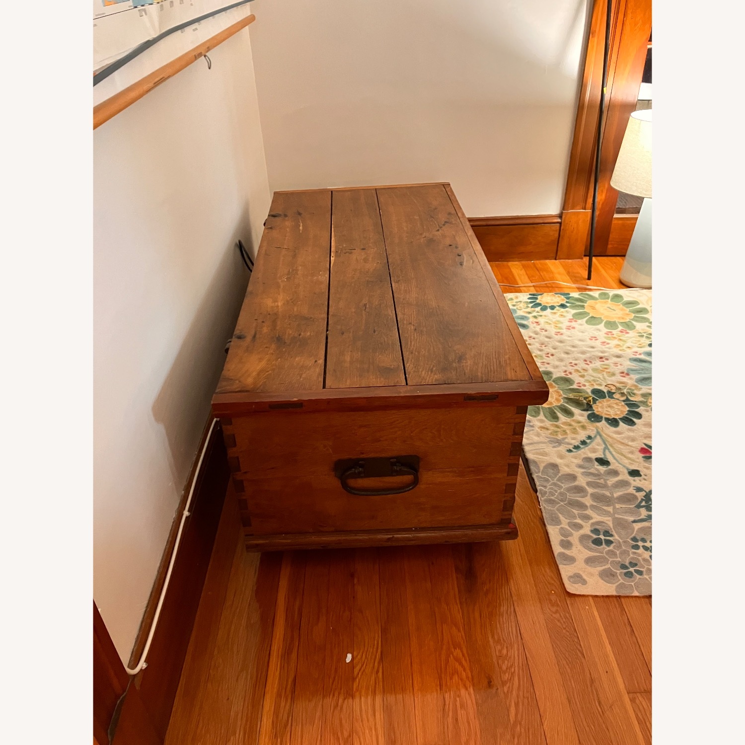 Antique German Wood Trunk with Working Lock & Key - image-4