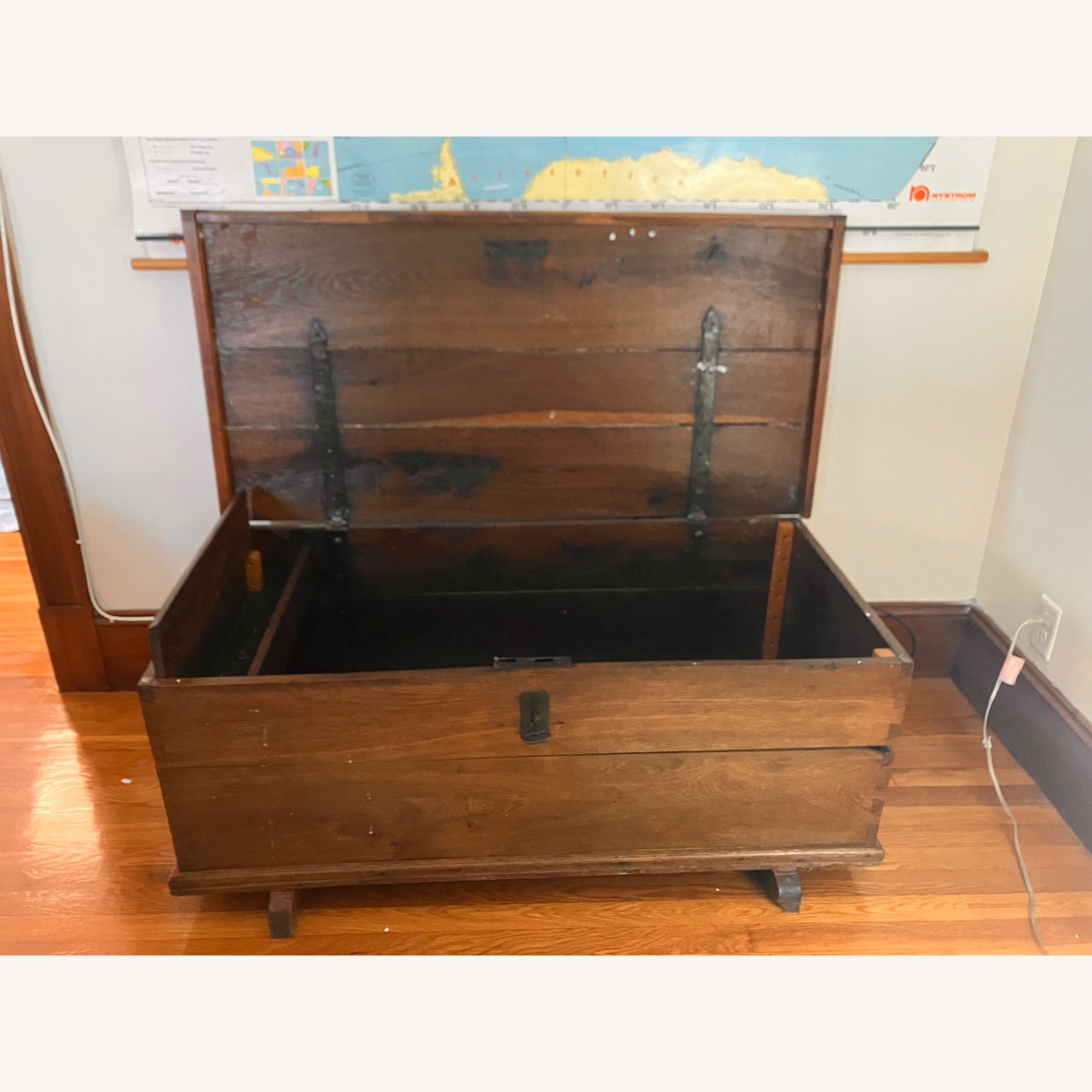 Antique German Wood Trunk with Working Lock & Key - image-1