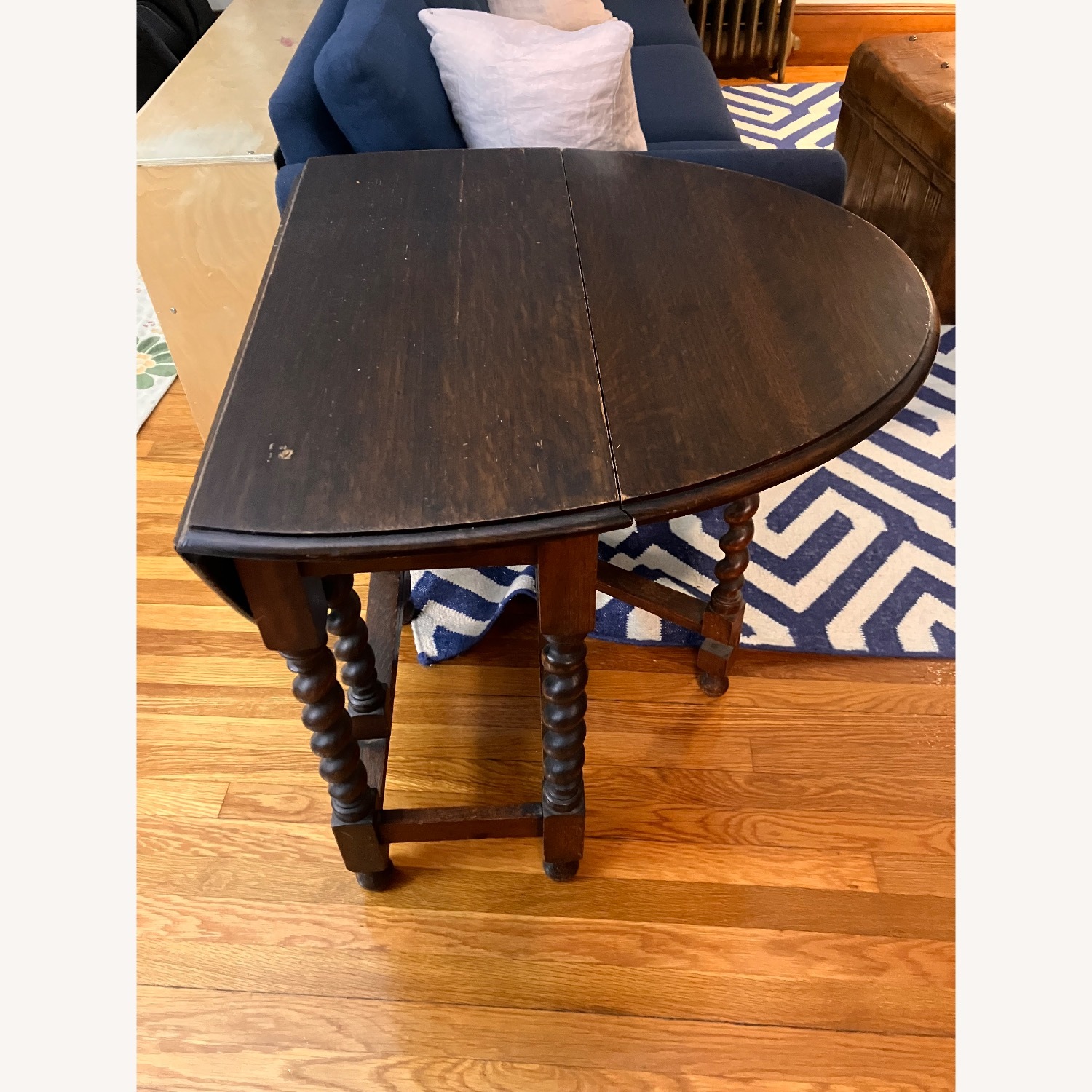 English Barley Twist Drop-Leaf Table - image-1