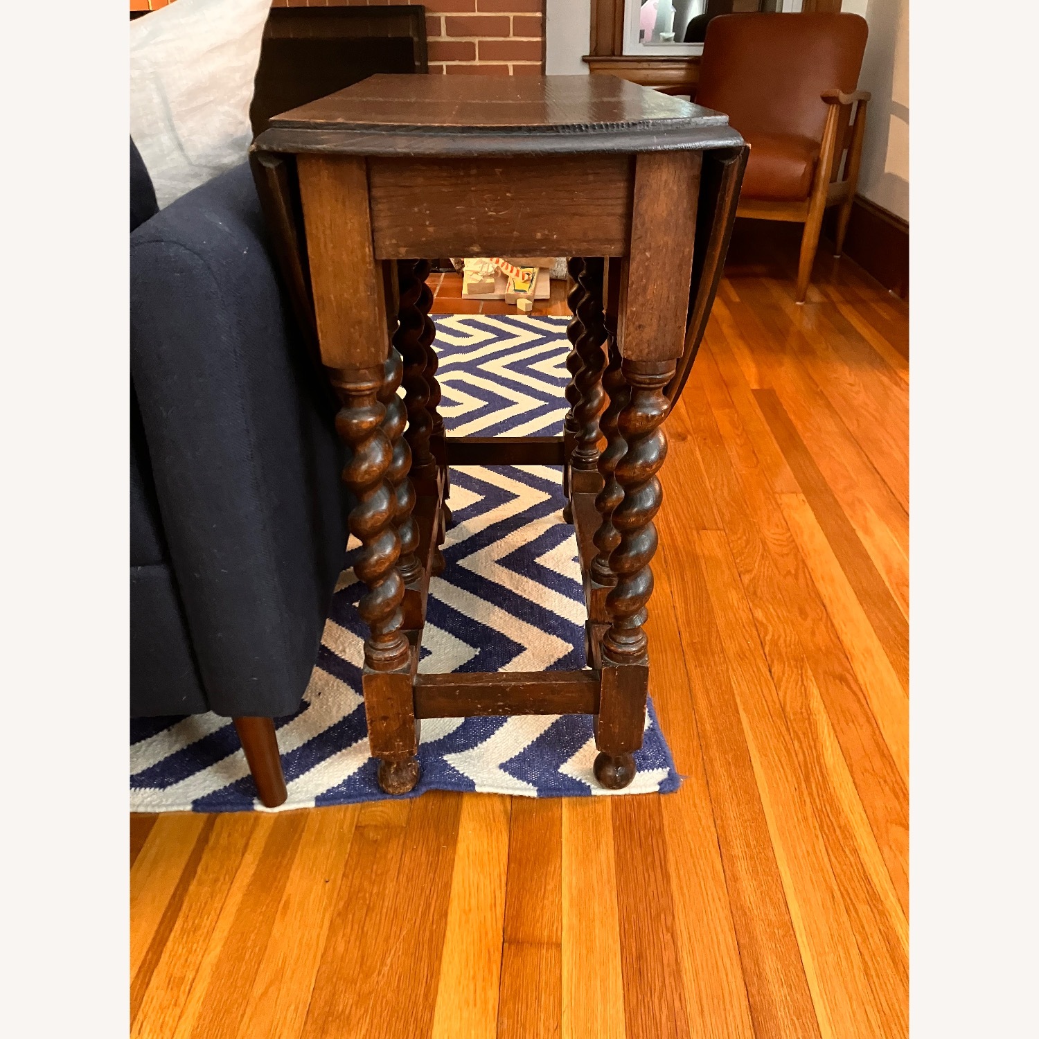 English Barley Twist Drop-Leaf Table - image-5